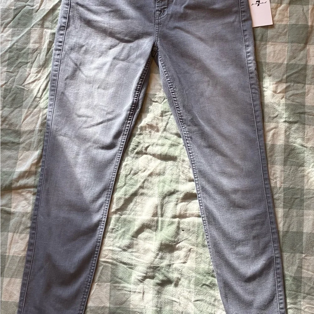 NWT 7 For All Mankind 7FAMK b (air) The Ankle Skinny Jeans Stretch Light Gray 28 - Picture 4 of 11